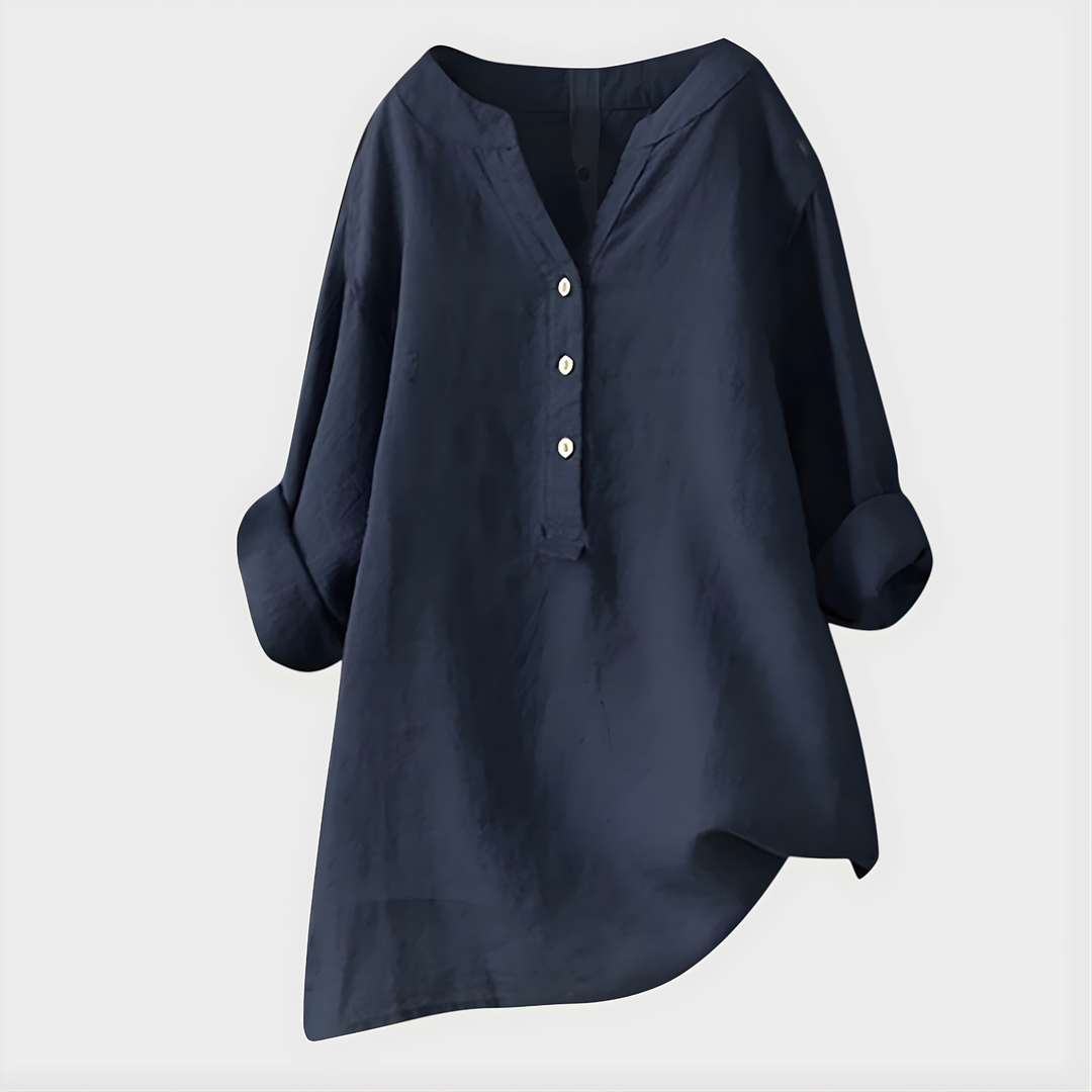 Veronique™ Elegant Cotton-Linen Blouse