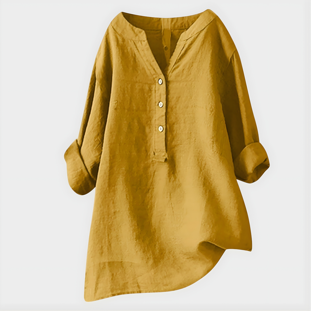 Veronique™ Elegant Cotton-Linen Blouse
