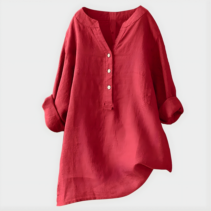 Veronique™ Elegant Cotton-Linen Blouse