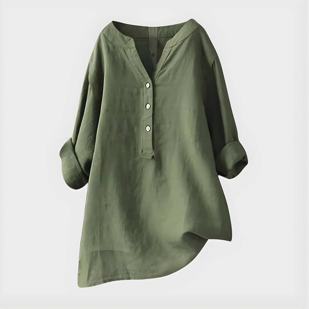 Veronique™ Elegant Cotton-Linen Blouse