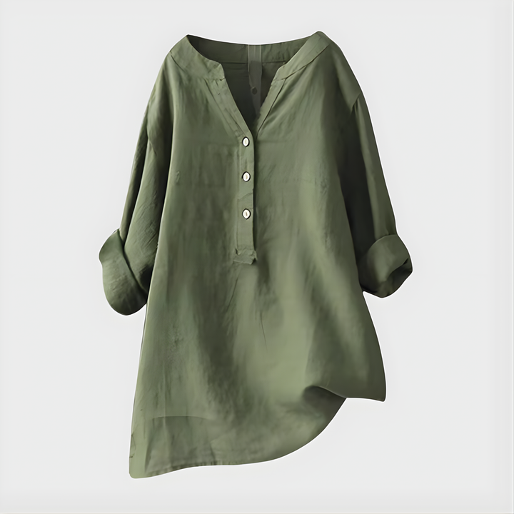 Veronique™ Elegant Cotton-Linen Blouse
