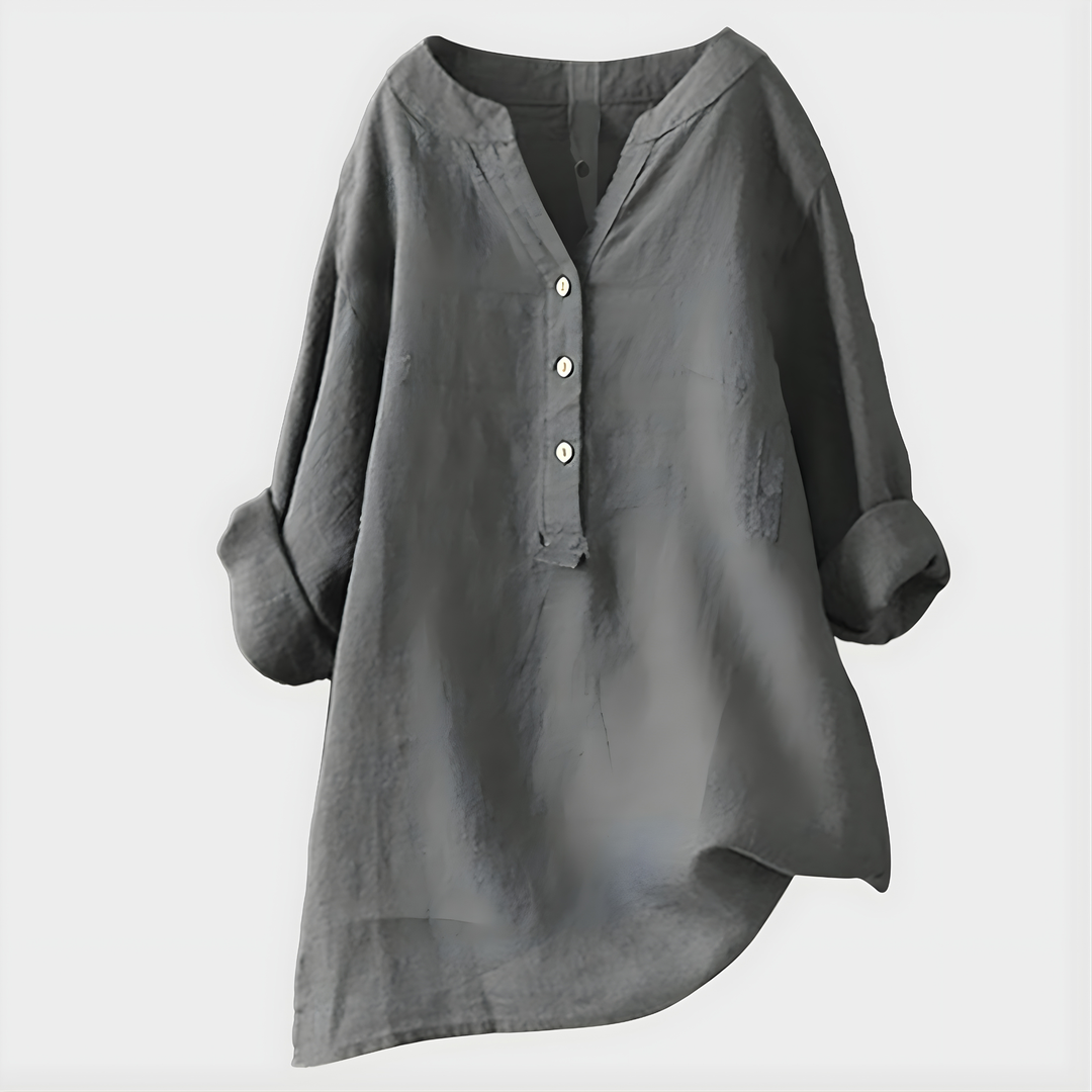 Veronique™ Elegant Cotton-Linen Blouse