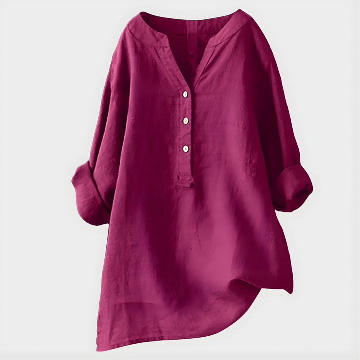 Veronique™ Elegant Cotton-Linen Blouse