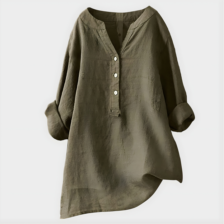Veronique™ Elegant Cotton-Linen Blouse