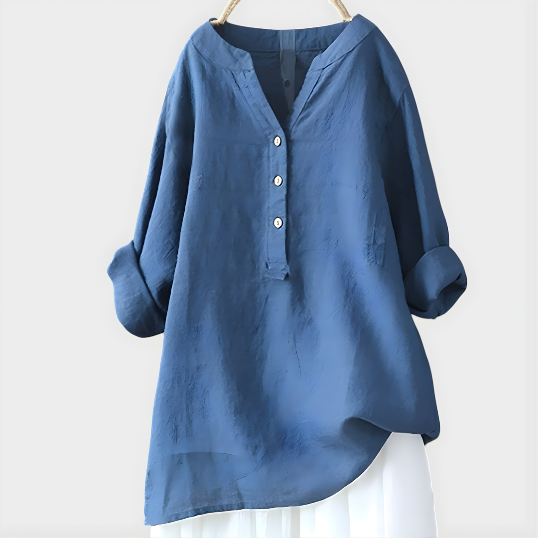 Veronique™ Elegant Cotton-Linen Blouse