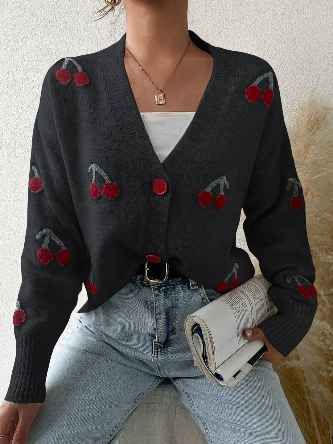 RAINA™ - Chic Button Front Long Sleeve Cardigan